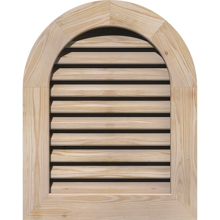 Round Top Gable Vent Unfinished, Functional, Pine Gable Vent W/ 1 X 4 Flat Trim Frame, 18W X 34H